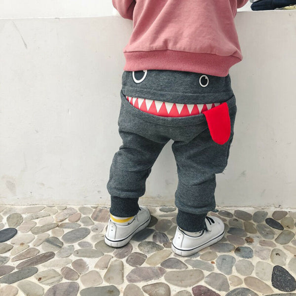Cartoon Big Mouth Monster Print Pants